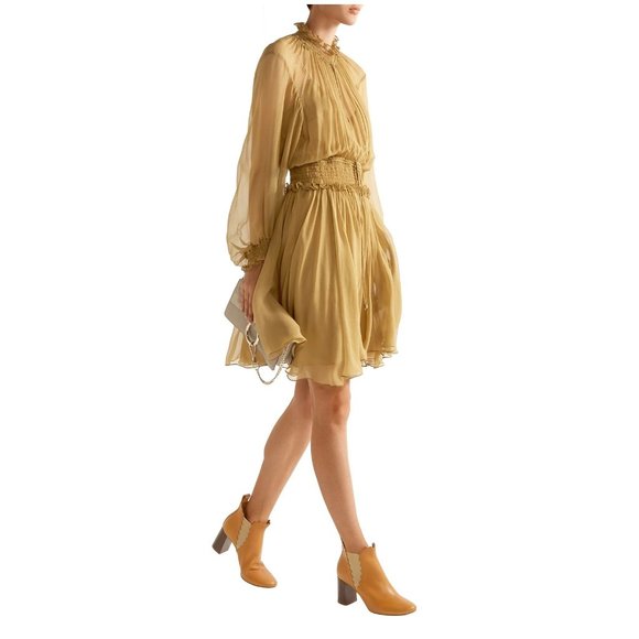 NEW CHLOÉ Scalloped Leather Ankle Boots - Block Heel Booties for Work or Brunch - Picture 3 of 14